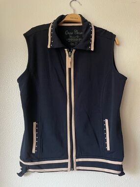 Onque Casuals Women's Medium Navy Blue Full Zip Vest Mock Neck